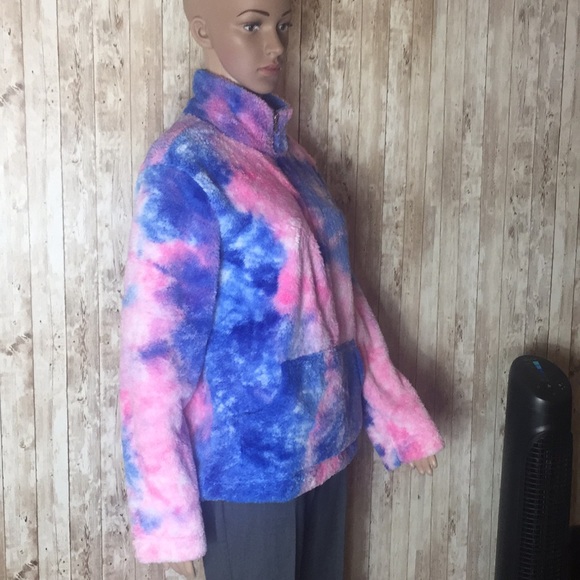 TIE DYE FAUX FUR SHERPA PULLOVER - Picture 3 of 9